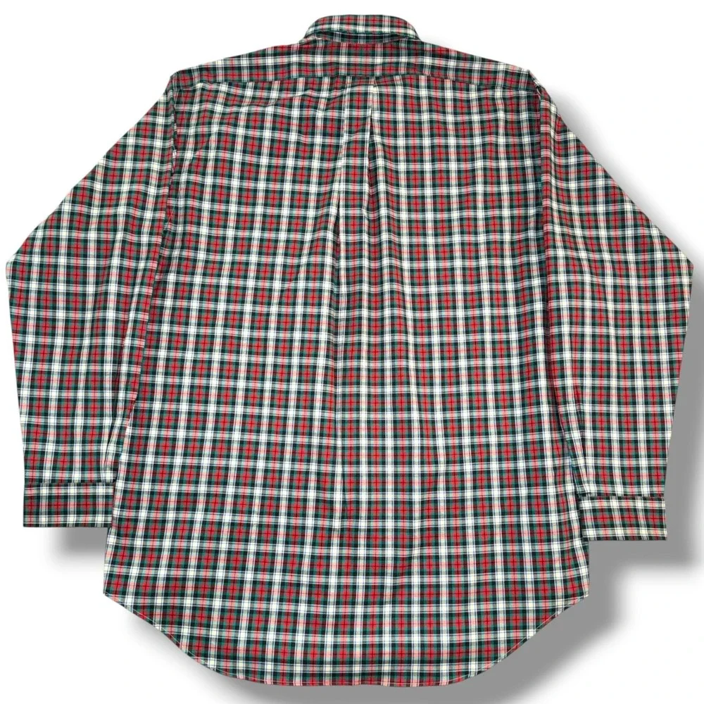Polo Ralph Lauren‎ Blake Mens Large Plaid Button Down Shirt Red Green Cotton